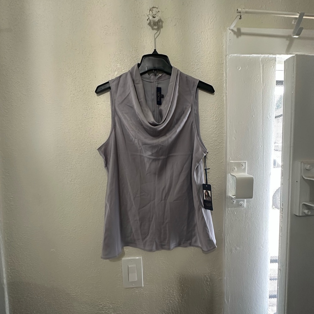 Rachel Gray Draped Sleeveless Tank Top